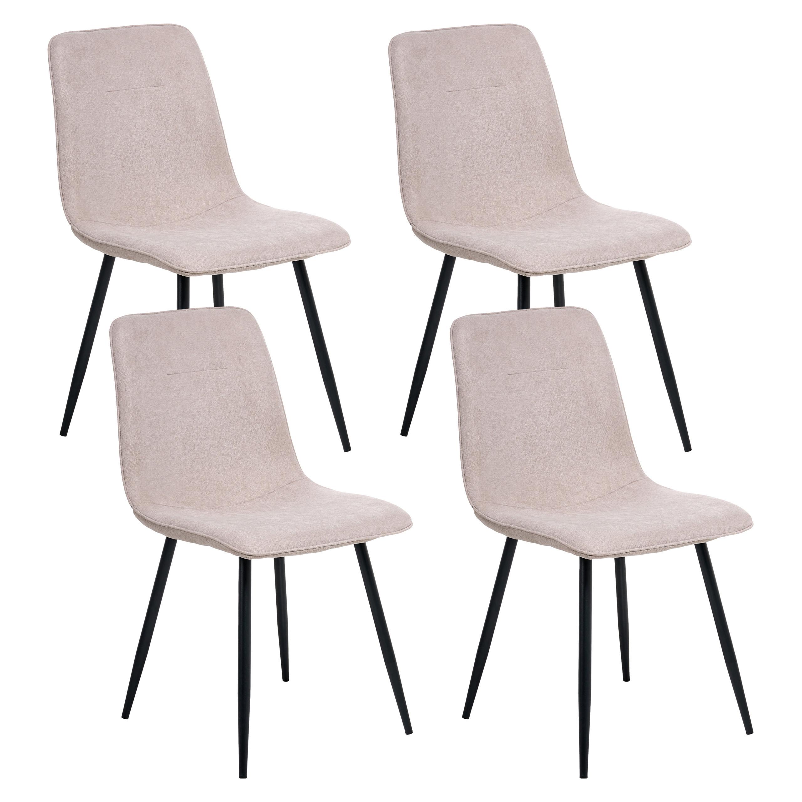 ESSZIMMERSTUHL 4er-Set Beige Tuscola - Creme/Schwarz, Textil (46/88/58cm) - Beliani