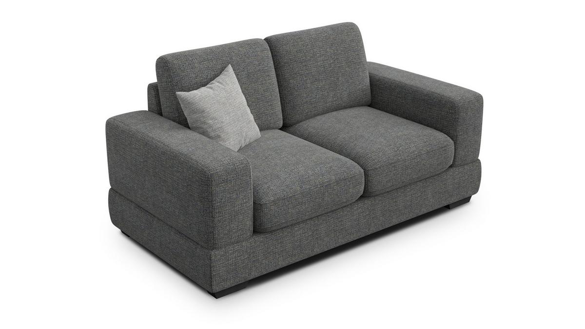 SOFA OTTO 2-Sitzer, anthracit - Schwarz/Grau, Holz/Textil (171/89/98cm) - Wozimo