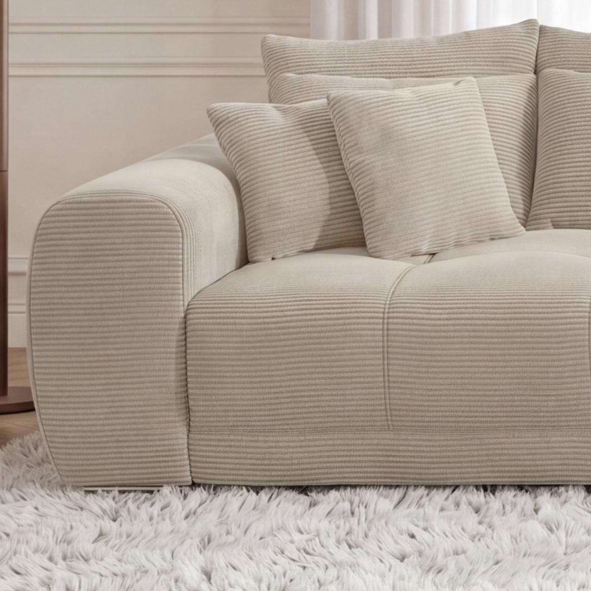 BIG-SOFA Federkern B306/T134/H86 cm, Liegefläche 120x240 cm, Cord Beige Grau / 15173 - Chromfarben/Greige, Textil/Metall (306/86/134cm) - luma-home