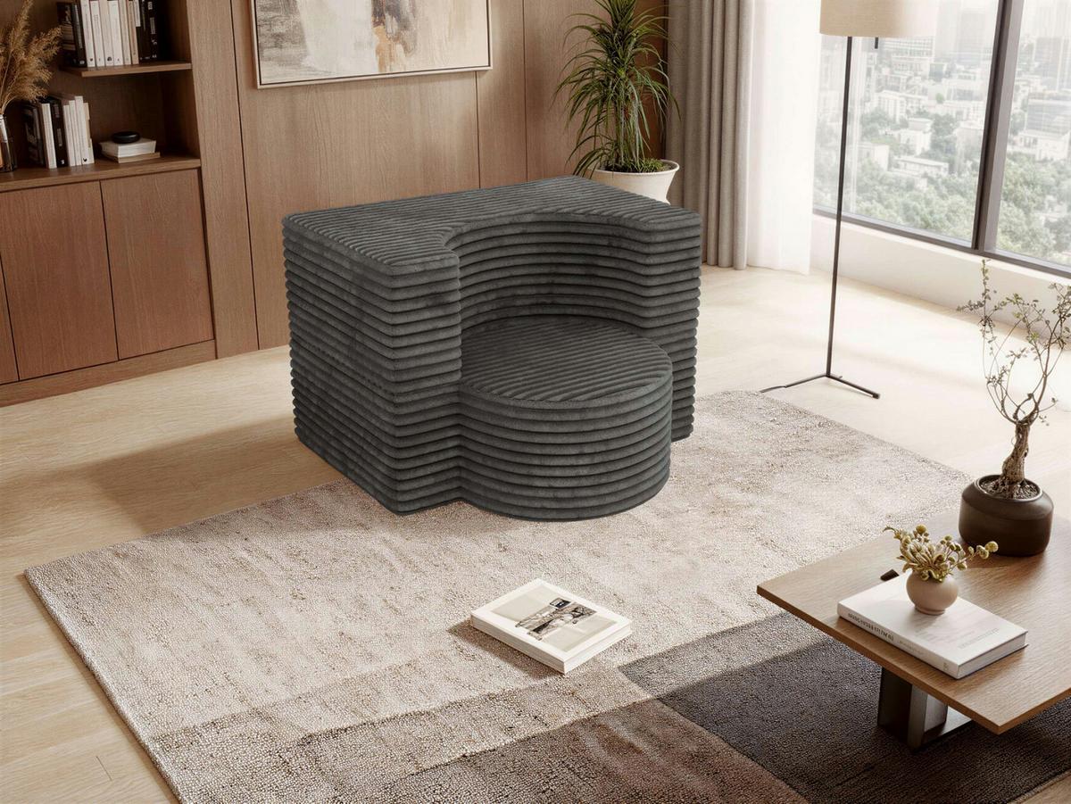 1-SITZER BODENSOFA SANOA - Grau Cord - Grau, Textil (100/68/96cm) - MKS