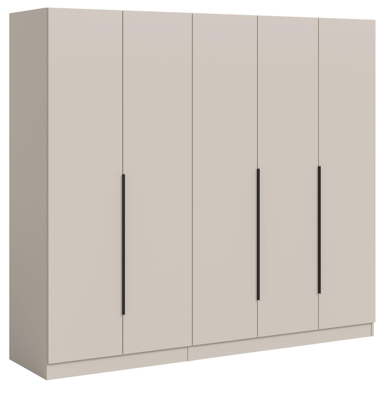 KLEIDERSCHRANK kaschmir 200 x 181 cm, Drehtürenschrank 5-türig mit Einlegeböden - Kaschmir/Schwarz, Holzwerkstoff/Kunststoff (200/181/52cm) - Inn.Furn