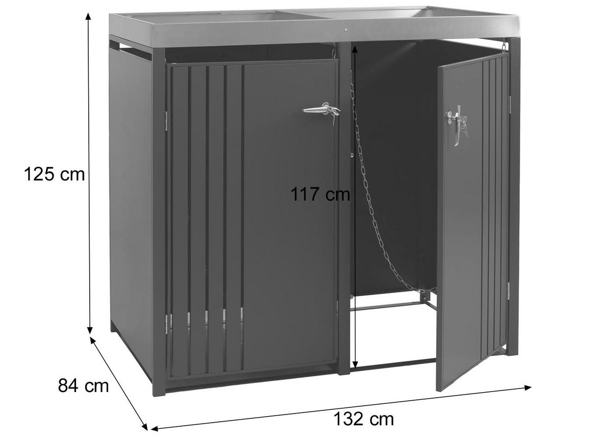 2ER-MÜLLTONNENVERKLEIDUNG Anthrazit, Silber - Anthrazit/Silberfarben, Metall (132/125/84cm) - MCW
