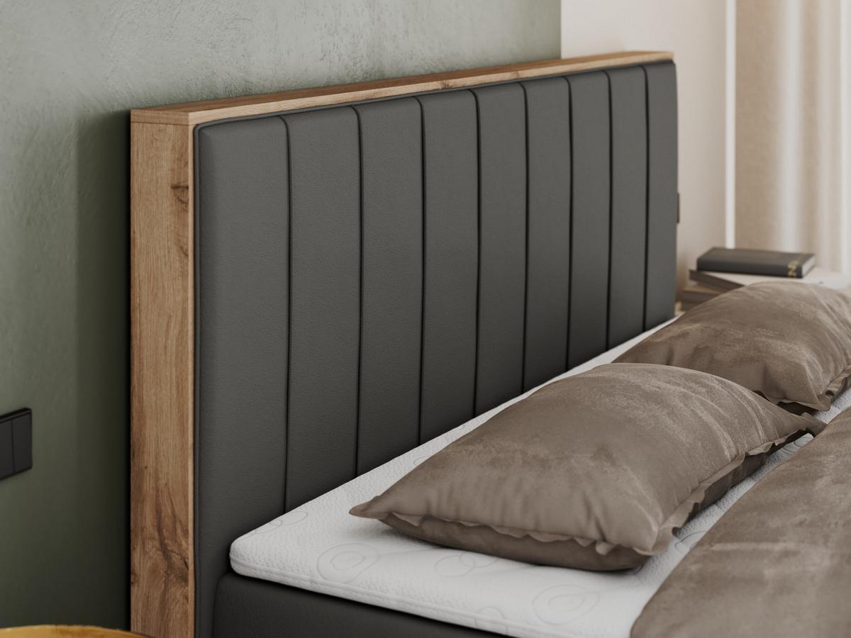 BOXBETT BELLISSIMO 160/200 Dunkelgrau Kunstleder - H3 - Dunkelgrau, Holz/Textil (160/200cm) - MKS