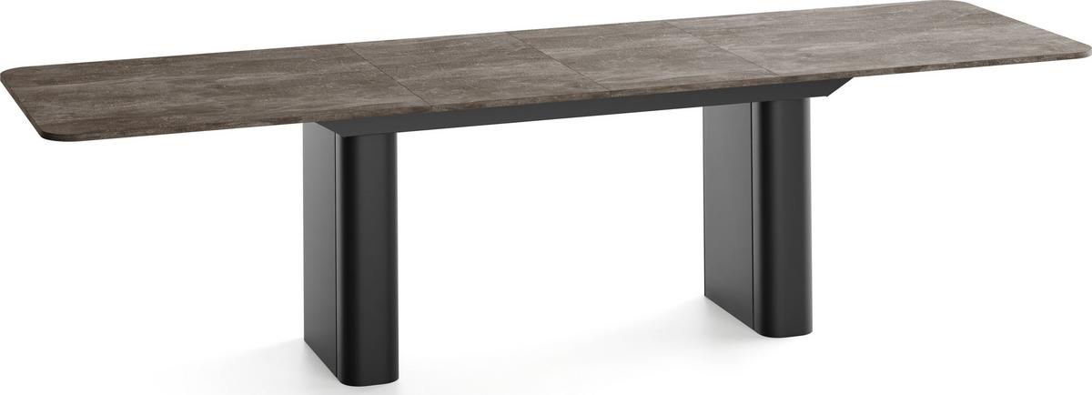ESSTISCH Riven rechteckig ausziehbar verlängerbar mit Butterfly-Auszug, Beton Dunkelgrau 180-276/90/76 cm - Dunkelgrau/Schwarz, Holzwerkstoff/Metall (90/276/76cm) - WFL GROUP