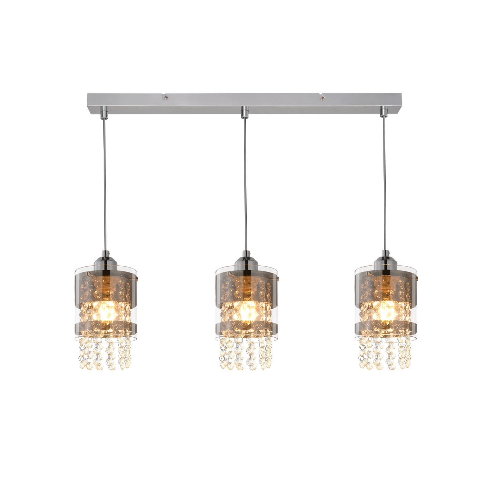 PENDELLEUCHTE Hoch 3-flammig 63/17/19 cm - Schwarz, Glas (63/17/19cm) - Nettlife