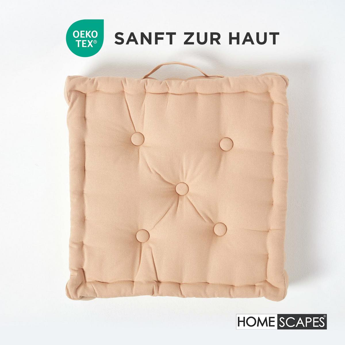 SITZKISSEN beige 40/40/8 cm – Bodenkissen unifarben - Beige, Textil (40/40/8cm) - Homescapes