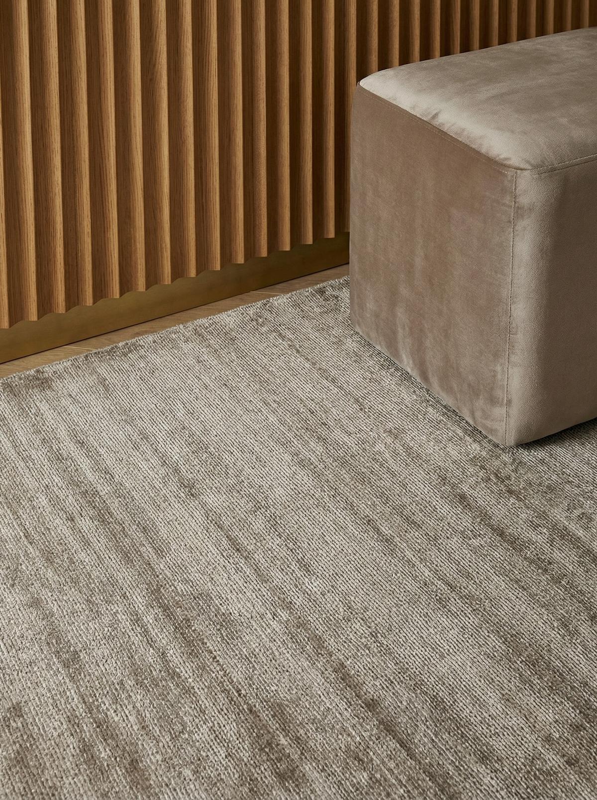 VISKOSETEPPICH handgewebt BARI, einfarbig, Taupe, 120 x 170 cm - Beige, Textil (120/170cm) - KADIMA DESIGN