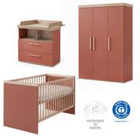BABYZIMMER-SET Jimmy 3-teilig - Eichefarben/Mauve, Holz/Holzwerkstoff (138/195/53cm) - Roba