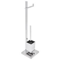 TOILETTENPAPIERHALTER mit Bürste Metall Silber Ulapes - Silberfarben, Metall (18/70/18cm) - Beliani