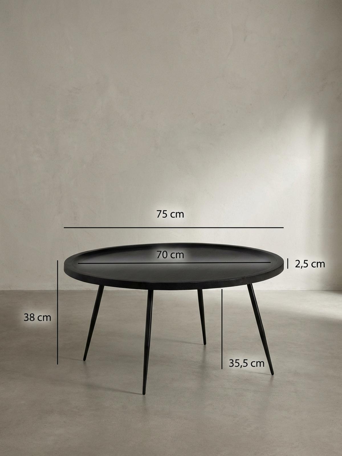 COUCHTISCH in Schwarz aus Metall und massivem Mangoholz mit natürlicher Maserung, 75x75x38 cm - Schwarz, Holz/Metall (75/75/38cm) - KADIMA DESIGN