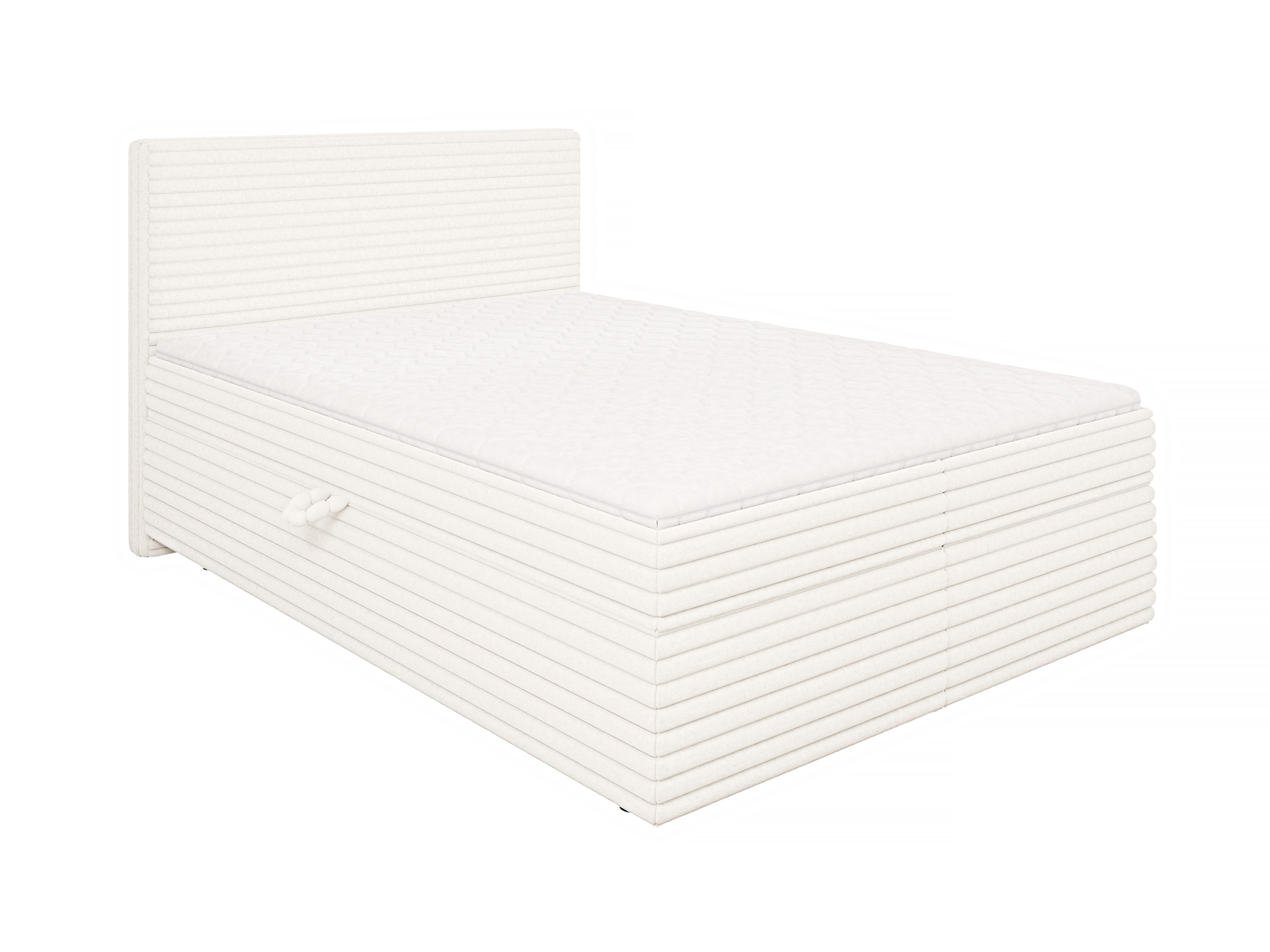 BOXBETT Roma 140/200 cm Hellbeige Plüschcord - Beige/Schwarz, Holz/Kunststoff (140/200cm) - S-Style Möbel