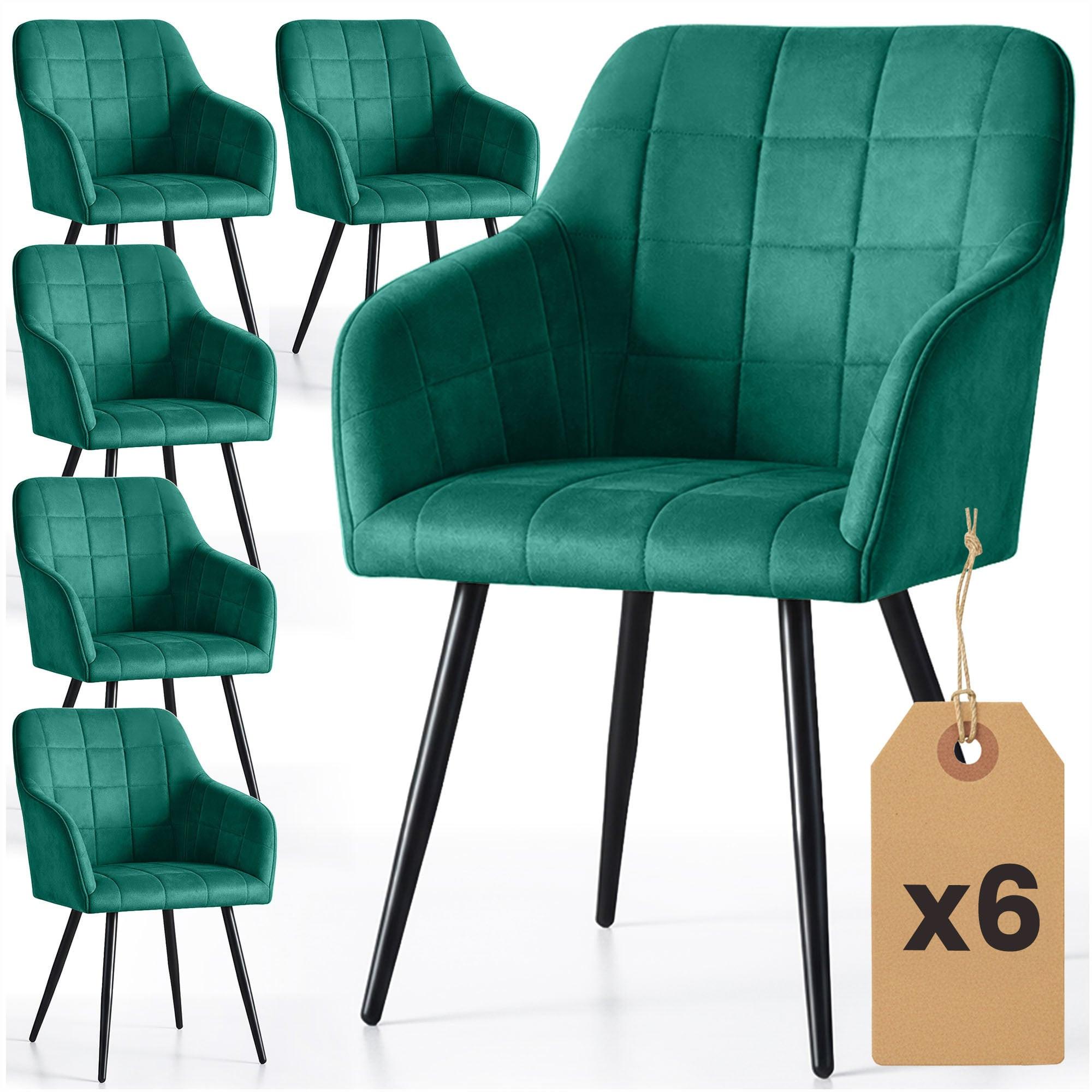POLSTERSTUHL 6er Set, Metallbeine Grün, Schwarz, x 54/82/58 - Schwarz/Grün, Textil (54/82/51cm) - RAUMHIRSCH FURNITURE