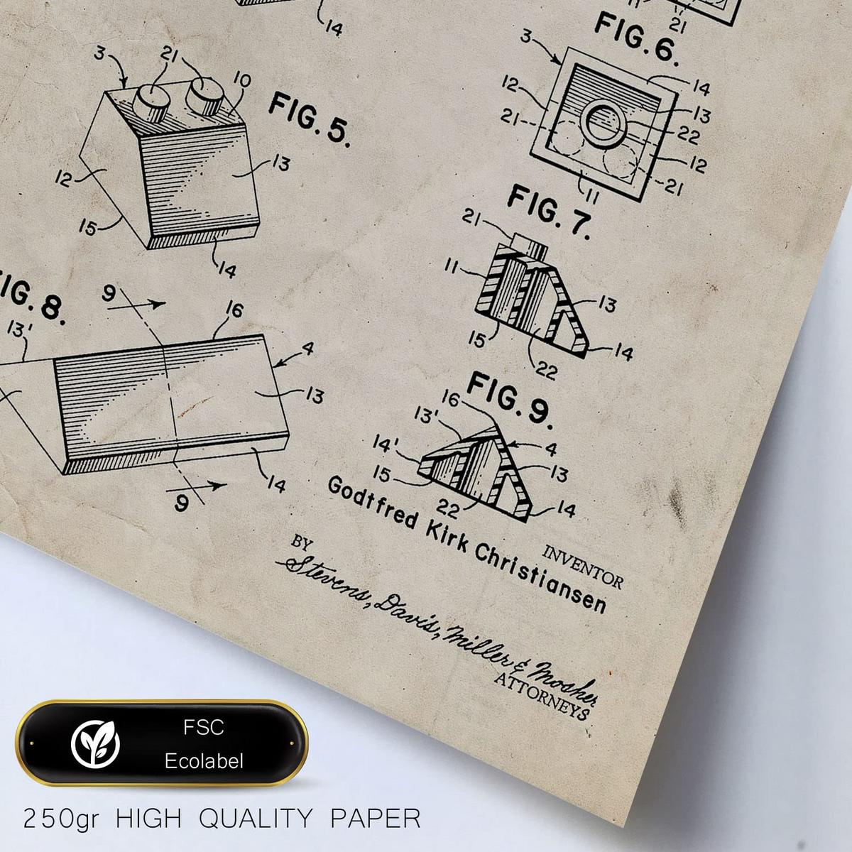 POSTER Set Mit 6 Plakaten Mit Spielzeuge Patenten Im Vintage Stil A3 & A4 Schwarzer Rahmen - Schwarz, Papier (29/3cm) - Nacnic