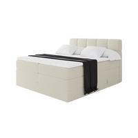 BOXBETT mit Matratze H3/H4 - FAMA KING - 140x200 cm Beige Quelle - Sandfarben, Holzwerkstoff (140/200cm) - ALTDECOR