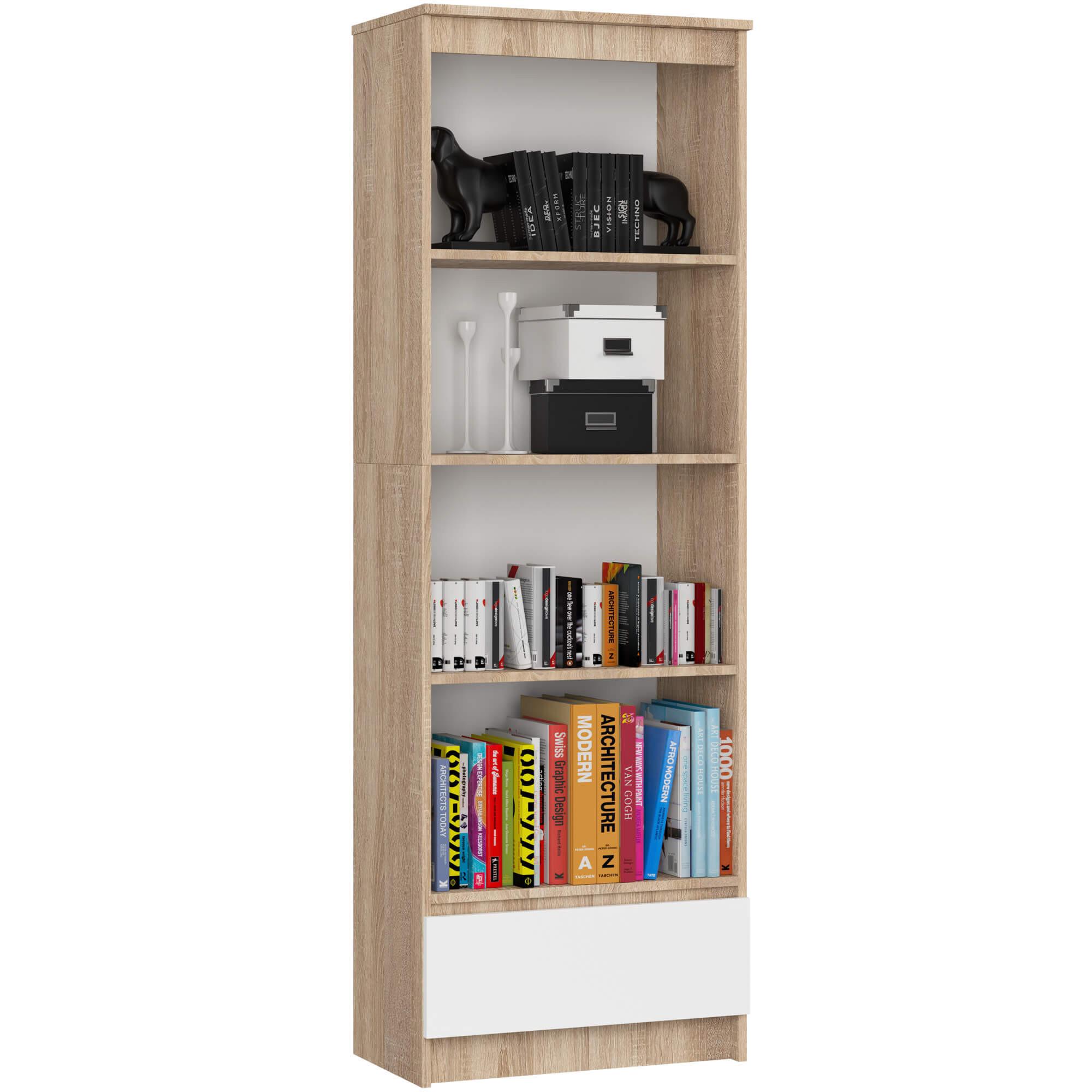 STANDREGAL Eiche Sonoma, Weiß 180/60/35 - Weiß, Holzwerkstoff (60/180/35cm) - RAUMHIRSCH FURNITURE