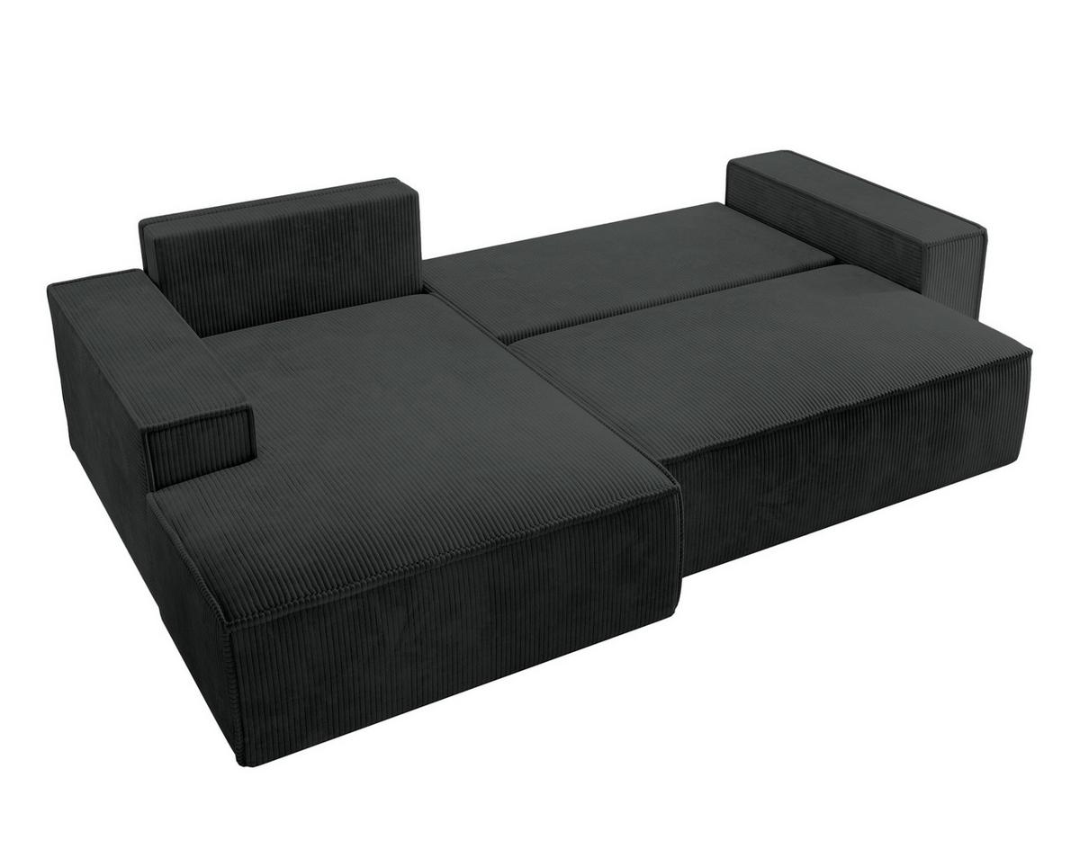 ECKSOFA Farese Schwarz Cordbezug - Schwarz, Kunststoff/Textil (267/167cm) - Selsey