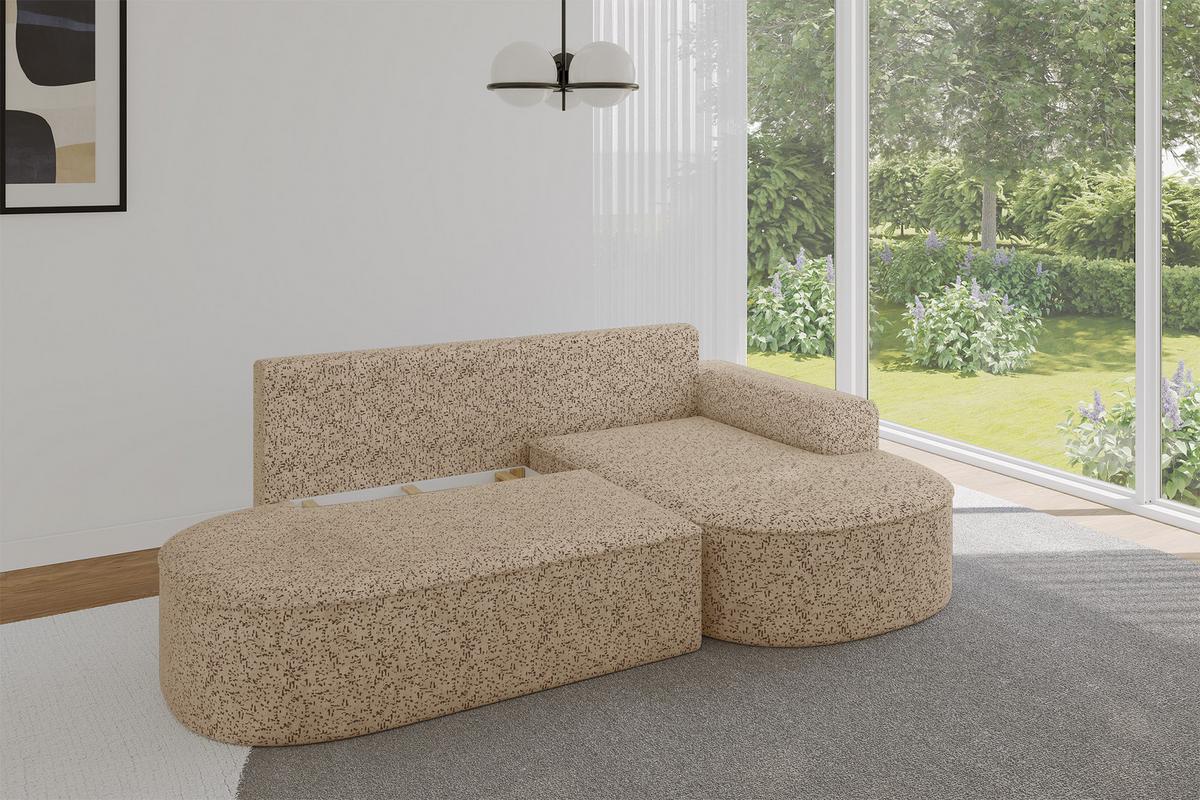 ECKSOFA mit Schlaffunktion und Bettkasten Ottomane Rechts MARI-L1-S - 283x167x73 cm Braun Tissu - Schwarz/Braun, Holzwerkstoff/Kunststoff (167/283cm) - ALTDECOR