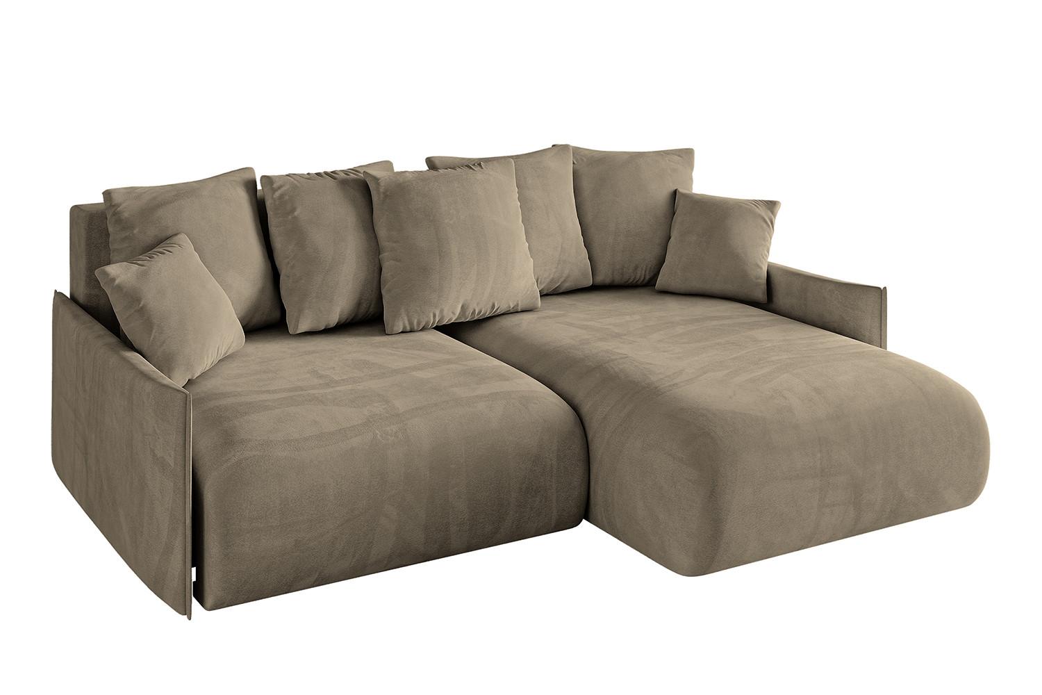 ECKSOFA Ottomane rechts ONESK-L-v1 216x177x72 Braun Velours - Braun, Holzwerkstoff/Kunststoff (177/216cm) - ALTDECOR