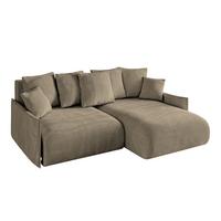 ECKSOFA Ottomane rechts ONESK-L-v1 216x177x72 Braun Velours - Braun, Holzwerkstoff/Kunststoff (177/216cm) - ALTDECOR