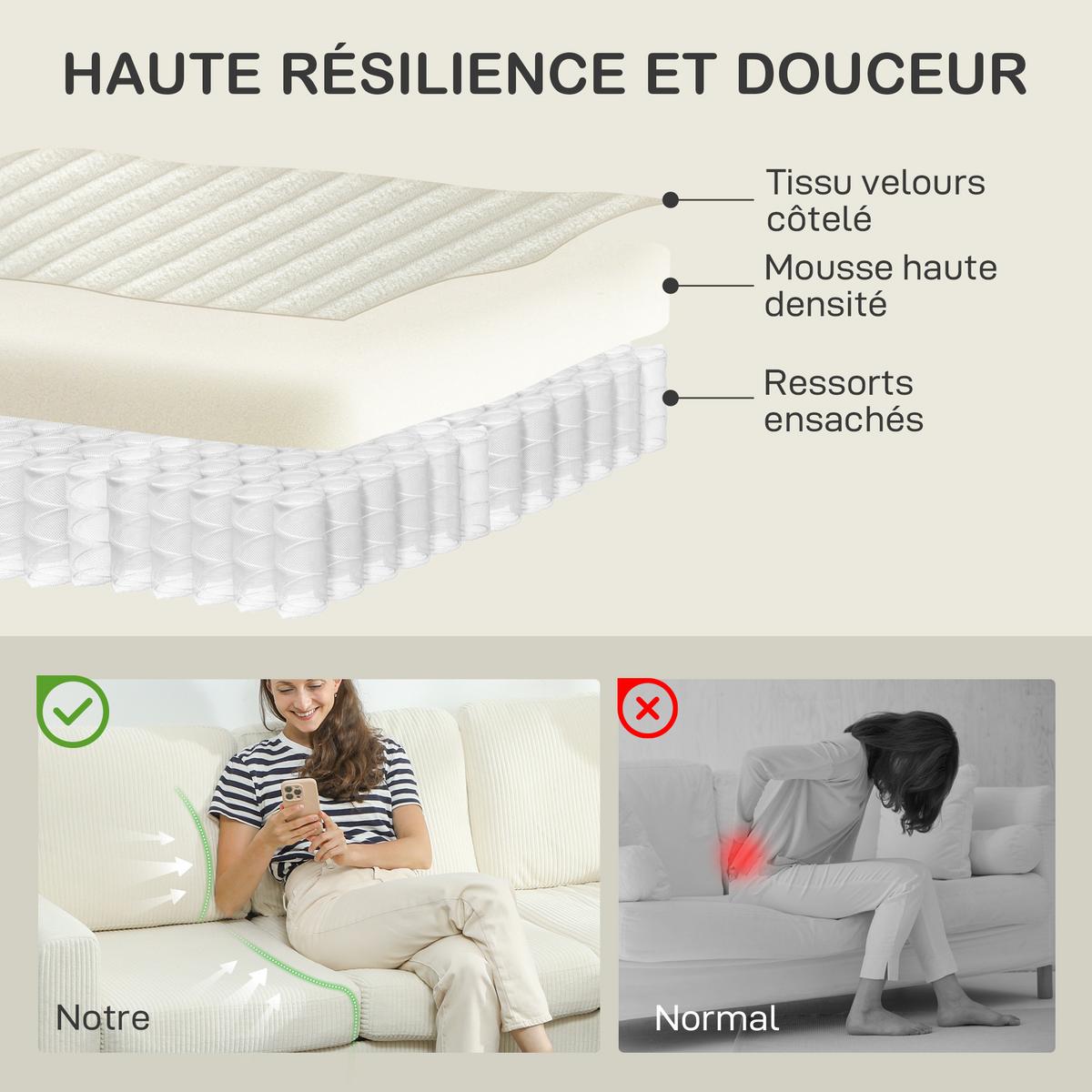 SOFA Oryvith 192/80/85cm - Beige, Textil (80/85/192cm) - ZMH