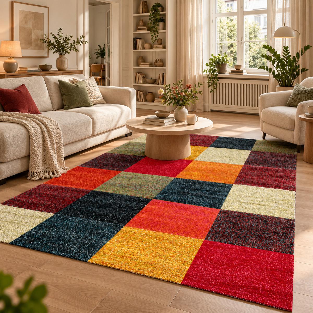 DESIGNER TEPPICH MAUI MODERN KARO - Multicolor, Textil (140/200cm) - Pergamon