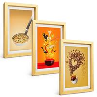 BILDER SET 3er Set - 20x30 cm Goldrahmen - Küchenthemen - Goldfarben, Kunststoff (20/30cm) - TULUP