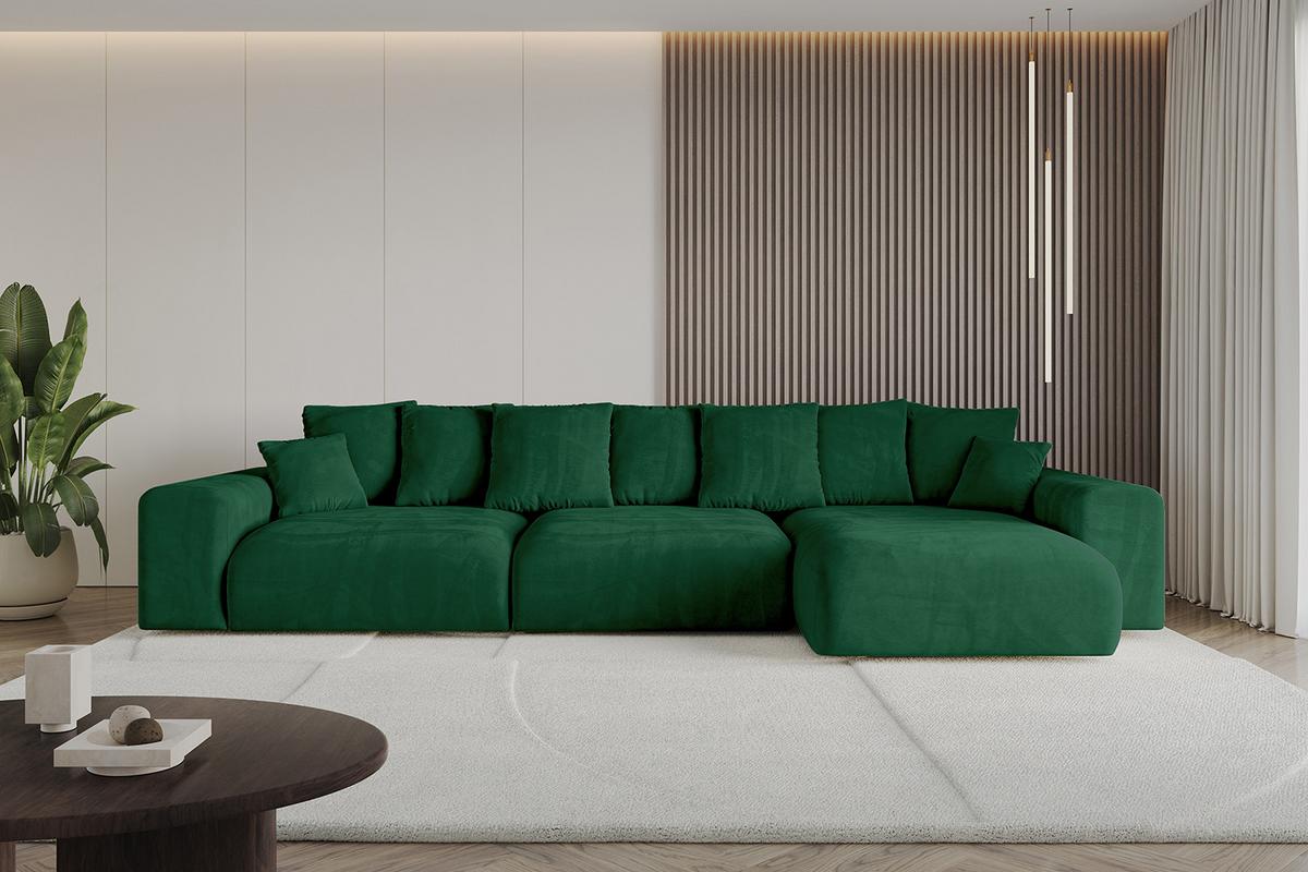 ECKSOFA Ottomane rechts ESKAR-L2 364x176x72 Dunkelgrün Cord - Dunkelgrün/Schwarz, Holzwerkstoff/Kunststoff (176/364cm) - ALTDECOR