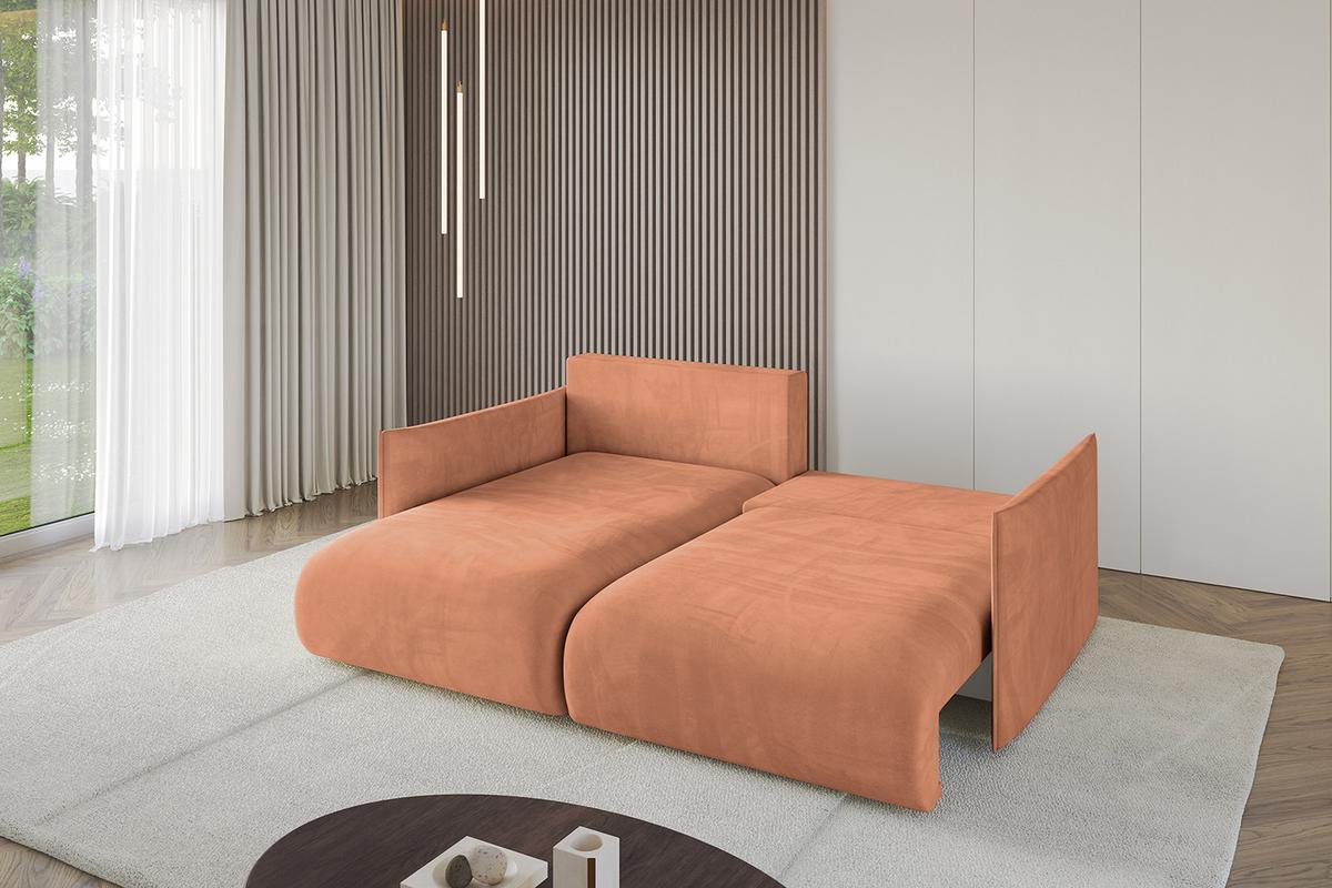 ECKSOFA Ottomane links ONESK-L 216x177x72 Koralle Velours - Koralle, Holzwerkstoff/Kunststoff (216/177cm) - ALTDECOR