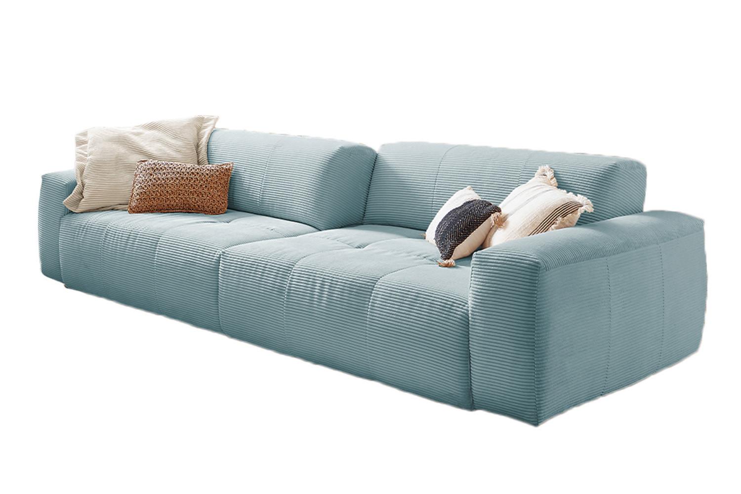 SOFA MIT SITZTIEFENVERSTELLUNG PALACE Blau Cord Relaxfunktion - Blau/Hellblau, Textil (298/74/120cm) - KAWOLA