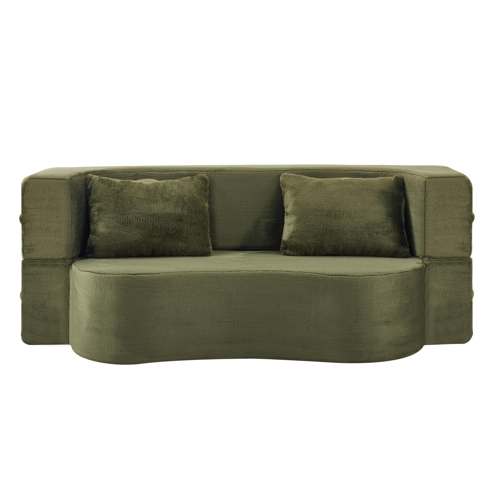SCHLAFSOFA mikrofaser in olivgrün, faltbares gästebett & montagefrei - Grün, Textil (180/70/55cm) - Urban Meuble