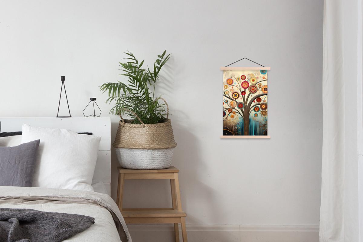 POSTER MIT MAGNETLEISTEN Baum - Baum des Lebens - Farbe Deko Wohnzimmer 40x60 cm - Braun, Textil (40/60/0.15cm) - MuchoWow