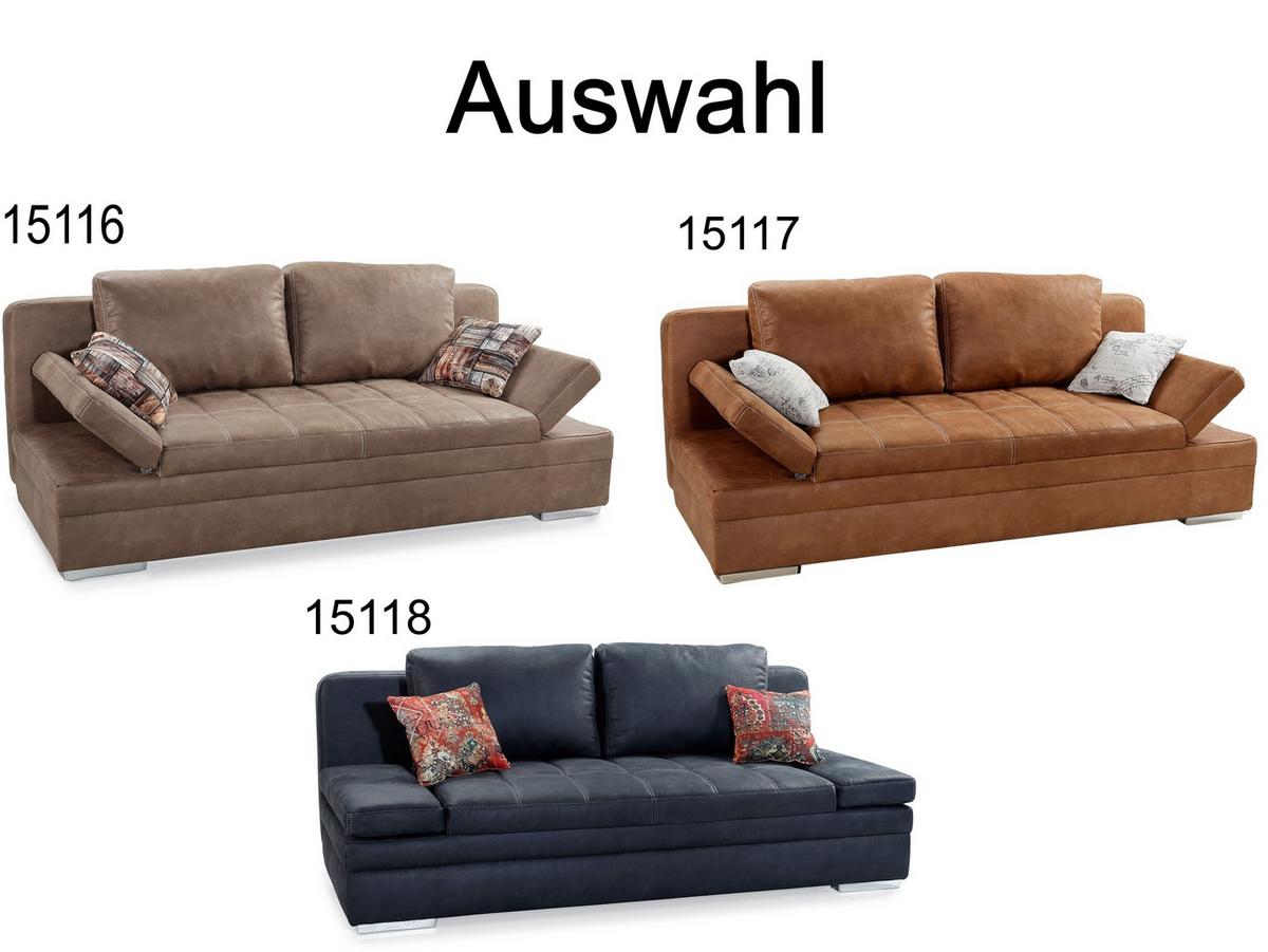 SCHLAFSOFA mit Bettkasten, Wellenfederung, Armlehnen verstellbar B200/T100/H84 cm, Liegefl.148x200 cm, Antikleder-Optik Mikrofaser Braun Curry / 15117 - Hellbraun/Chromfarben, Textil/Metall (200/84/100cm) - luma-home