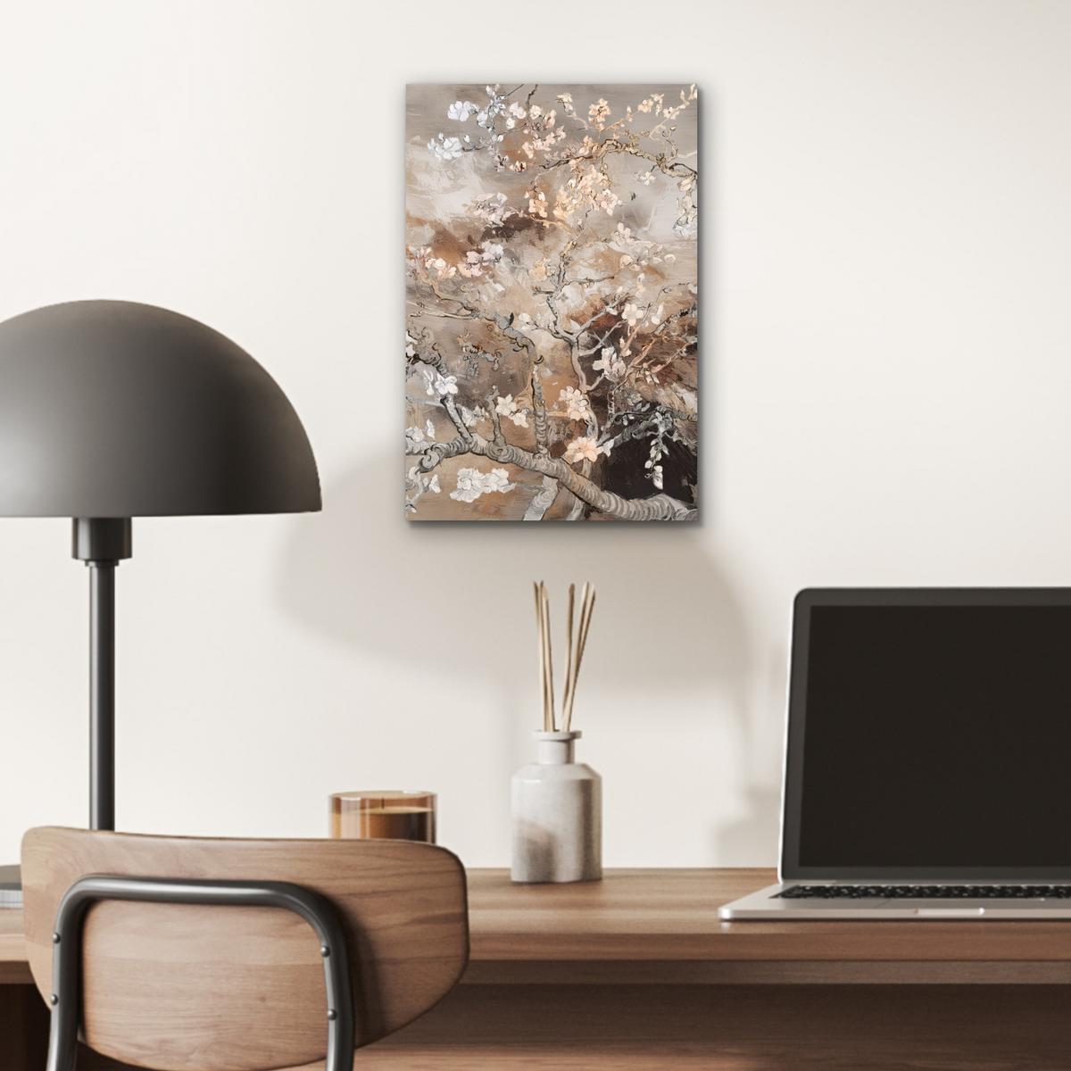 METALLBILD Mandelblüte - Kunst - Van Gogh - Beige - Abstrakt 20x30 cm - Braun, Metall (20/30cm) - MuchoWow