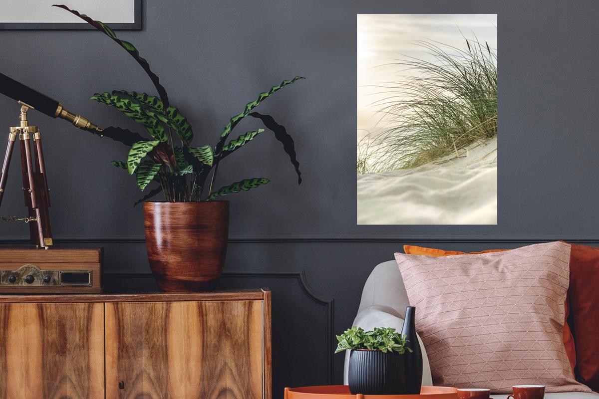 WANDTATTOO Dünen mit Strandhafer in der Sonne des Nationalparks Schleswig-Holsteinisches Wattenmeer Wandbild 40x60 cm - Creme, Kunststoff (40/60/0.1cm) - MuchoWow