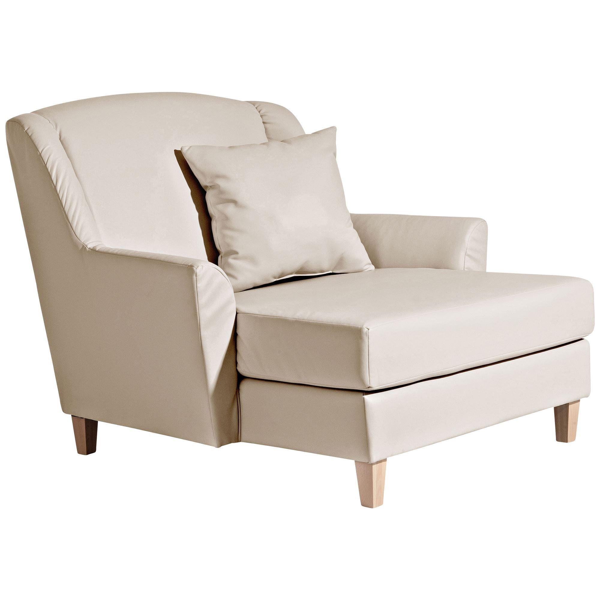 SESSEL XXL Karil Bezug Kunstleder Buche natur / beige - Weiß, Kunststoff (136/107/142cm) - 58aufmkessel