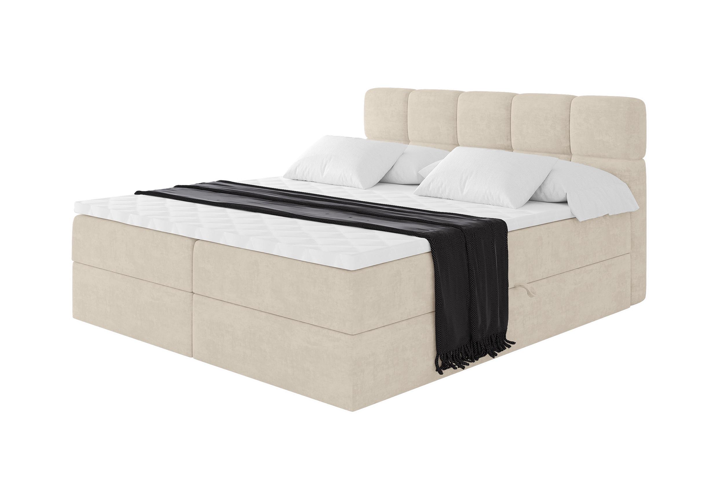 BOXBETT mit Matratze H3 - FAMA - 160x200 cm Beige Monolith - Sahara, Holzwerkstoff (160/200cm) - ALTDECOR