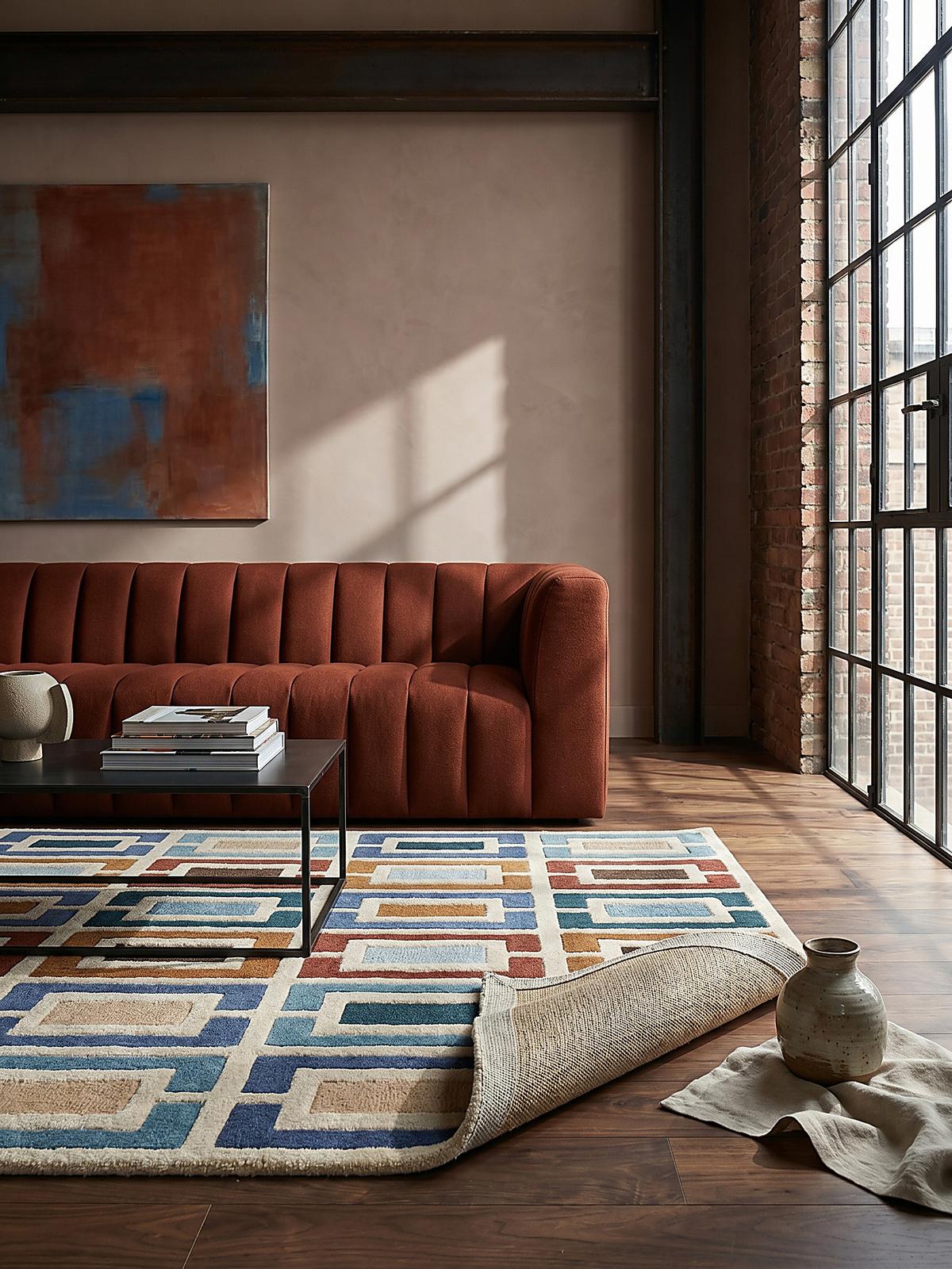 WOLLTEPPICH DERWENT, geometrisch, Blau-Bunt, 200 x 290 cm - Multicolor, Textil (290/200cm) - KADIMA DESIGN