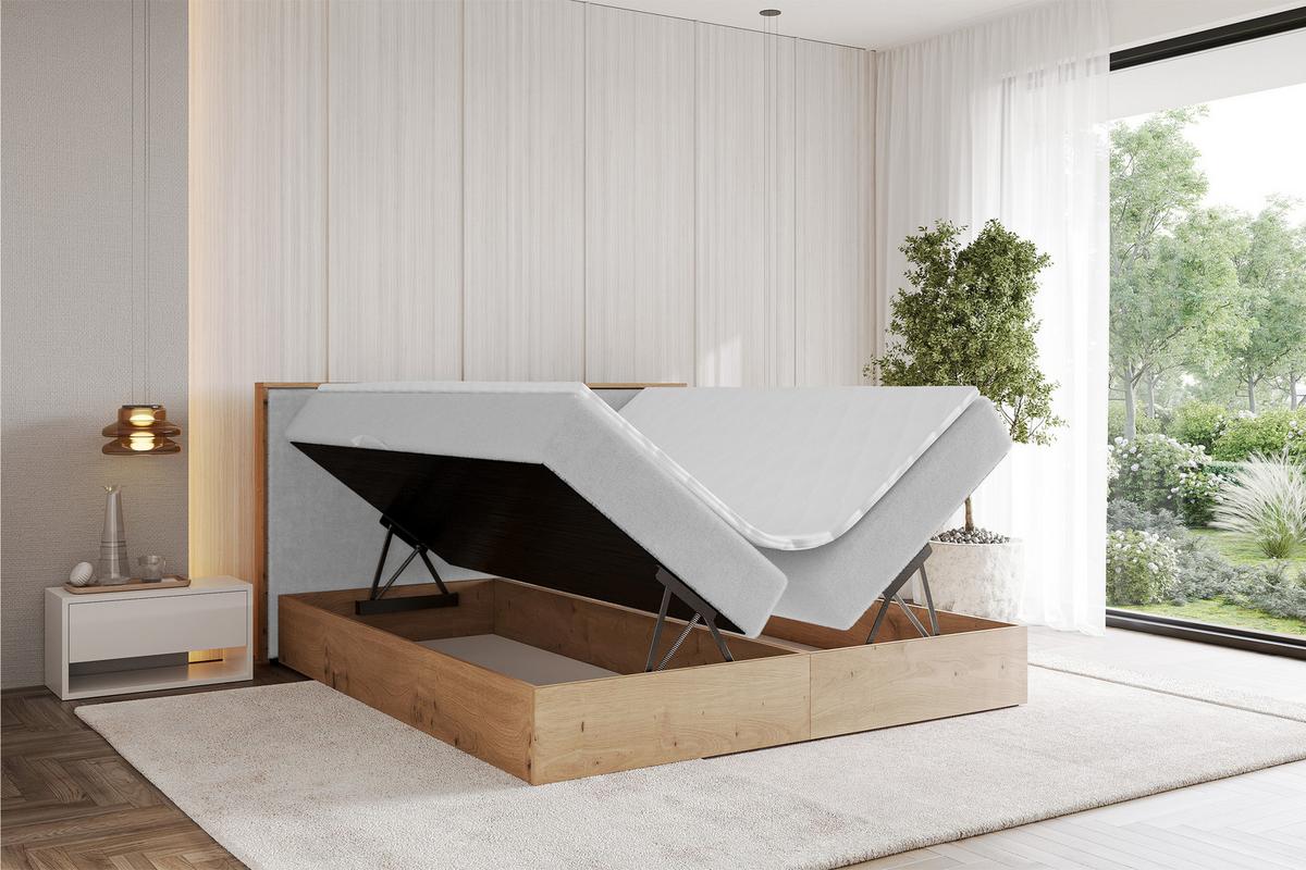BOXBETT LOLLI9 - 140x200 - H4 Hellgrau - Hellgrau, Holzwerkstoff (140/200cm) - ALTDECOR