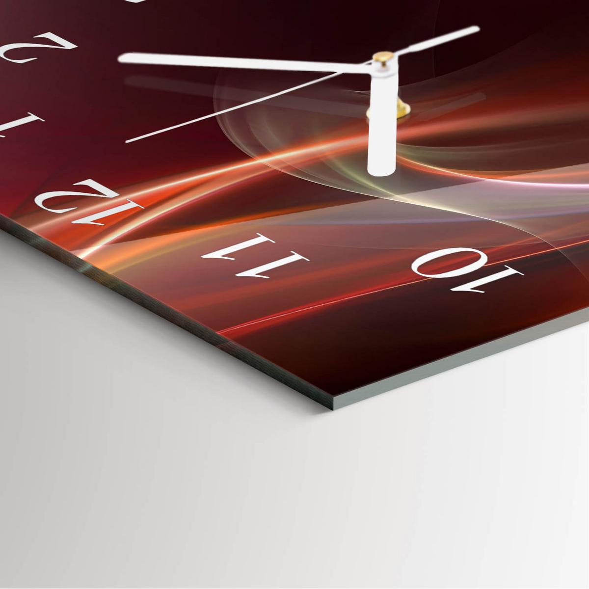 WANDUHR aus Glas 30x30 cm - Abstrakte Linien - Rot, Glas (30/30/0.4cm) - TULUP