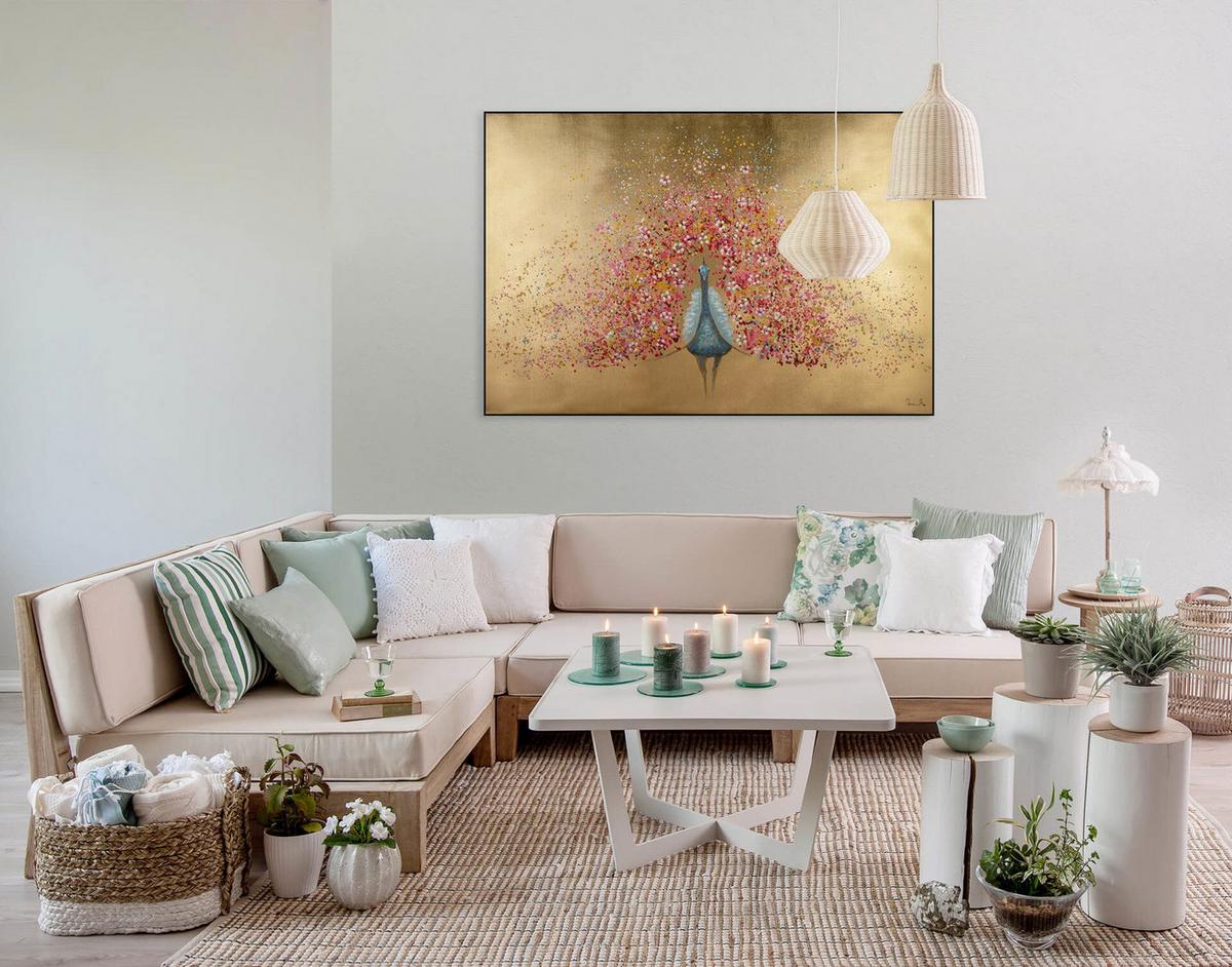ÖLGEMÄLDE 120/80 cm - Pink/Goldfarben, Holz/Textil (120/80cm) - KUNSTLOFT