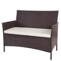 POLY-RATTAN GARTENBANK Braun, Cremeweiß - Braun/Weiß, Kunststoff (106/83/60cm) - MCW