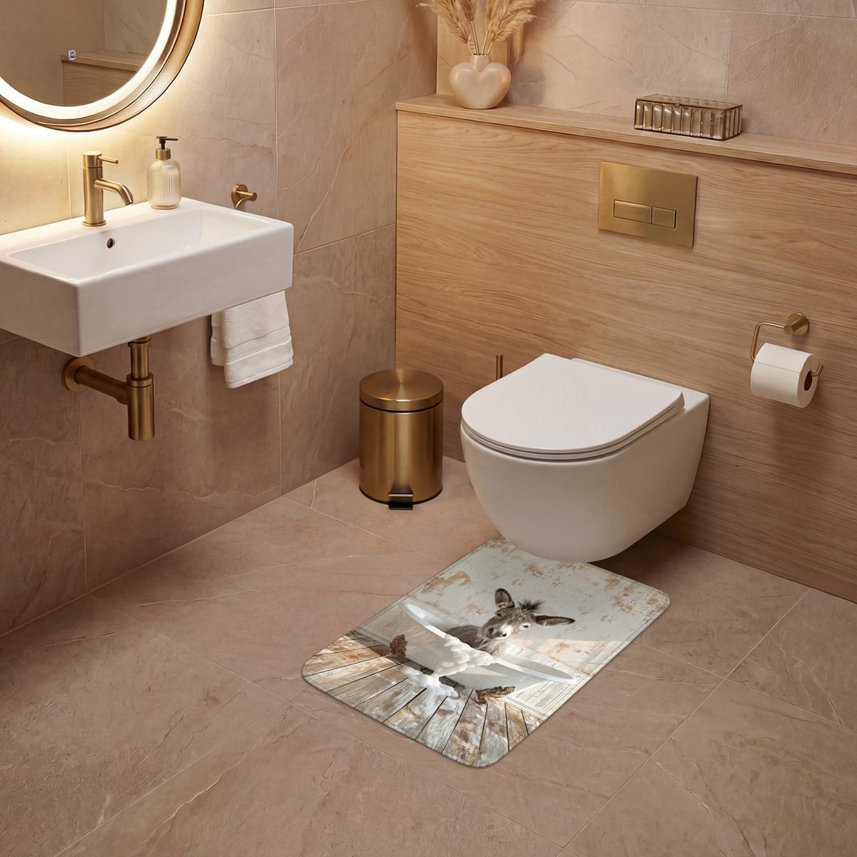 WC-VORLEGER Esel - Tiere - Badewanne - Schaumstoff WC Teppich 40x60 cm - Creme, Textil (40/1cm) - OnlyWow