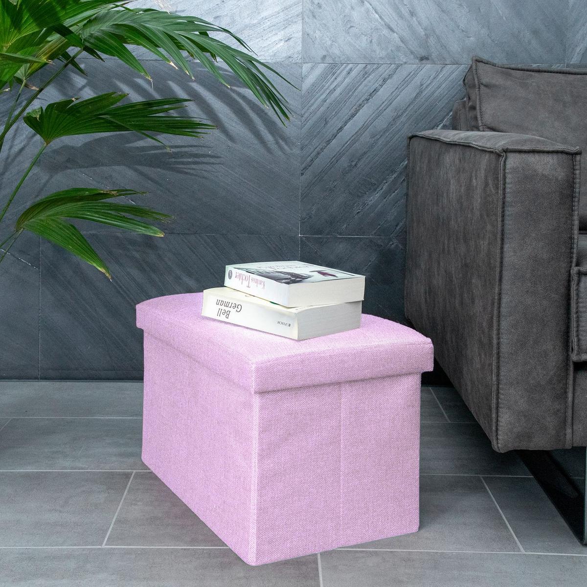 SITZBANK Faltbar mit Stauraum 49/30/30 cm (Rosa) - Rosa, Textil (30/30/49cm) - Intirilife