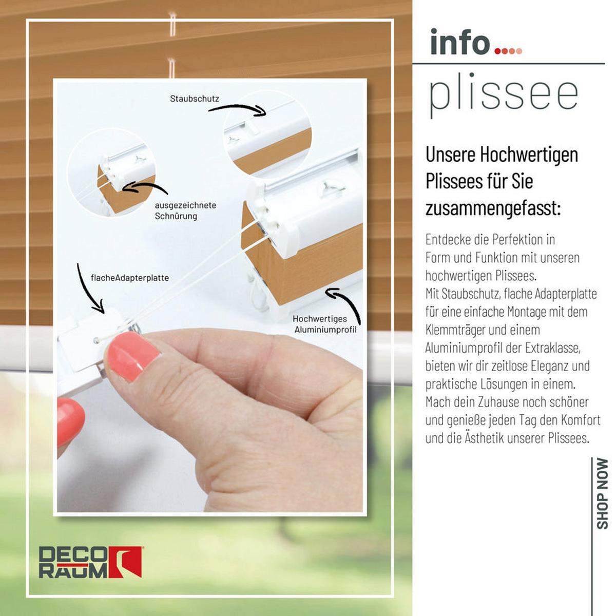 PLISSEE Basic 95 x 150cm Klemmfix ohne Bohren - Cappuccino, Textil (95/150cm) - Deco-Raum