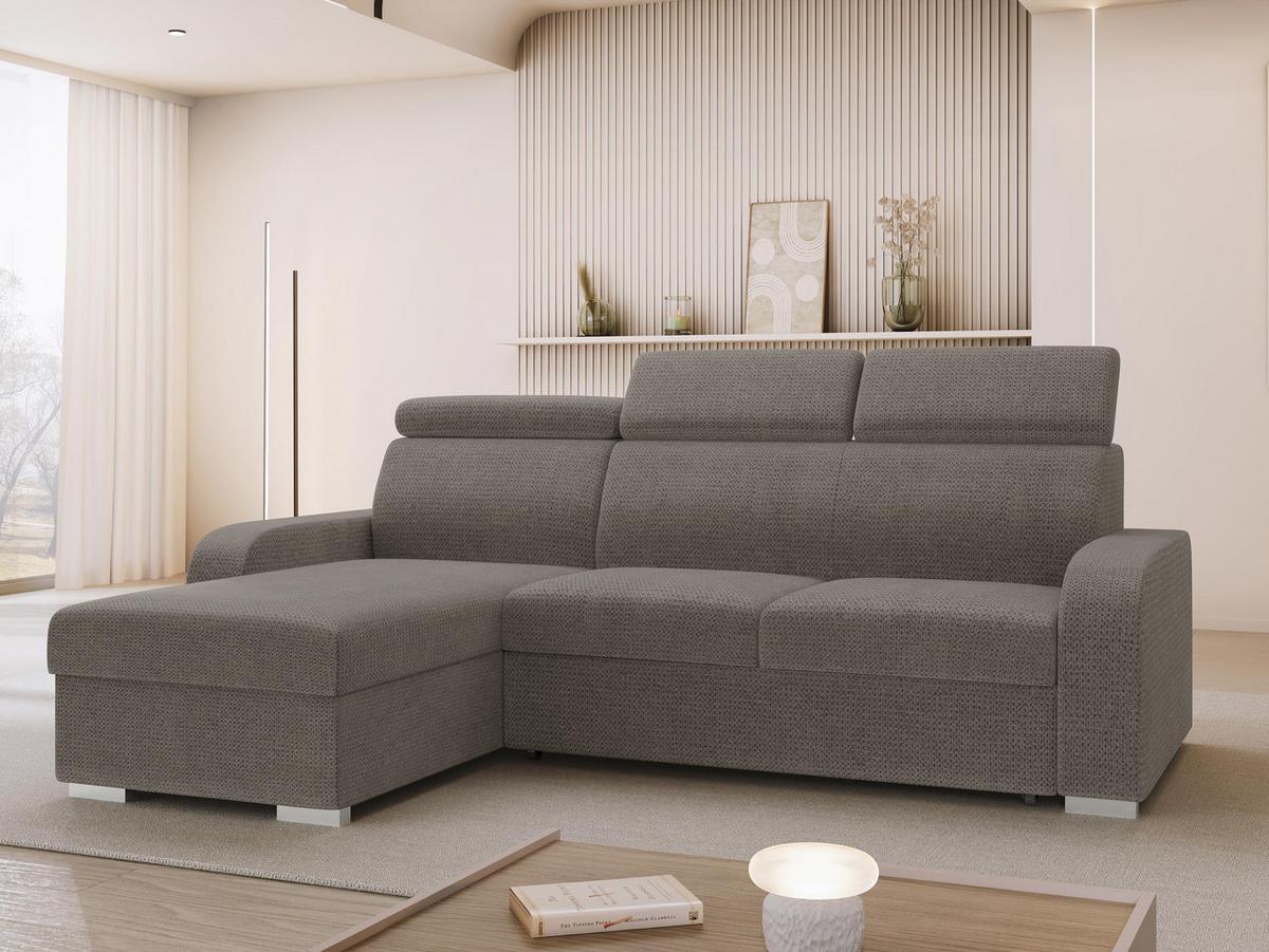 ECKSOFA Oslo 2rLC - Hellbraun/Silberfarben, Holz/Textil (235/170cm) - MIRJAN24