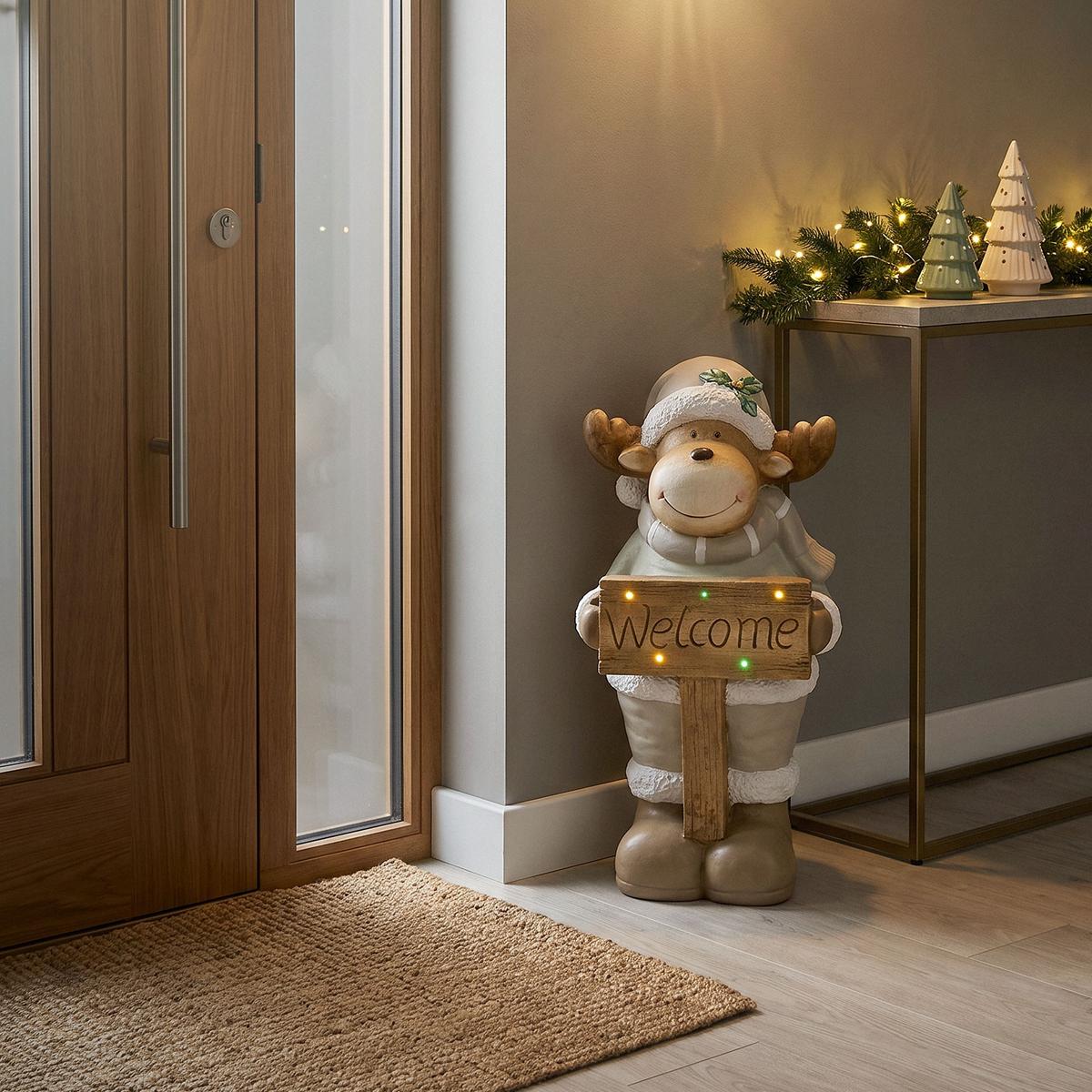 WEIHNACHTSELCH-FIGUR mit LED-Beleuchtung Weihnachtsdeko Innen Rentier 76 cm - Multicolor, Stein (40/76/29cm) - ECD-Germany