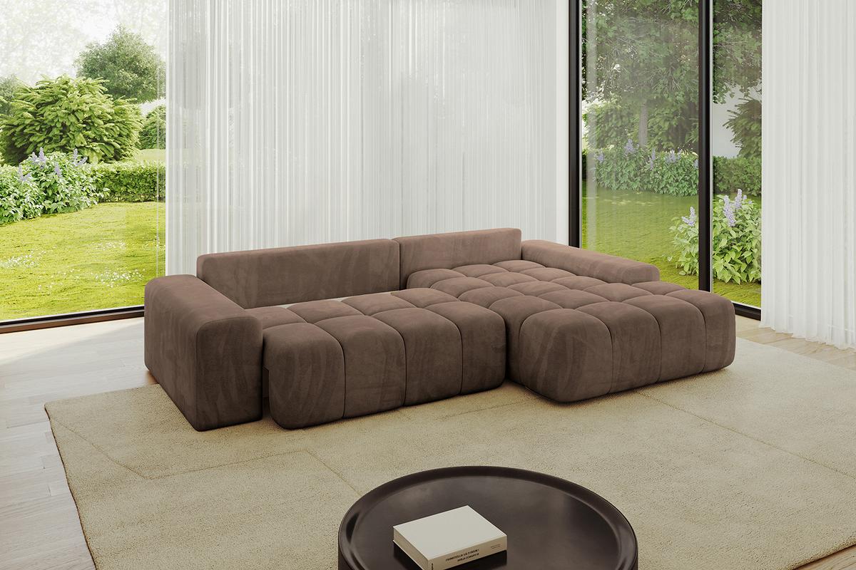 ECKSOFA Ottomane Rechts ENSI-L - 267x164x69 cm Braun - Braun, Holzwerkstoff/Kunststoff (164/267cm) - ALTDECOR