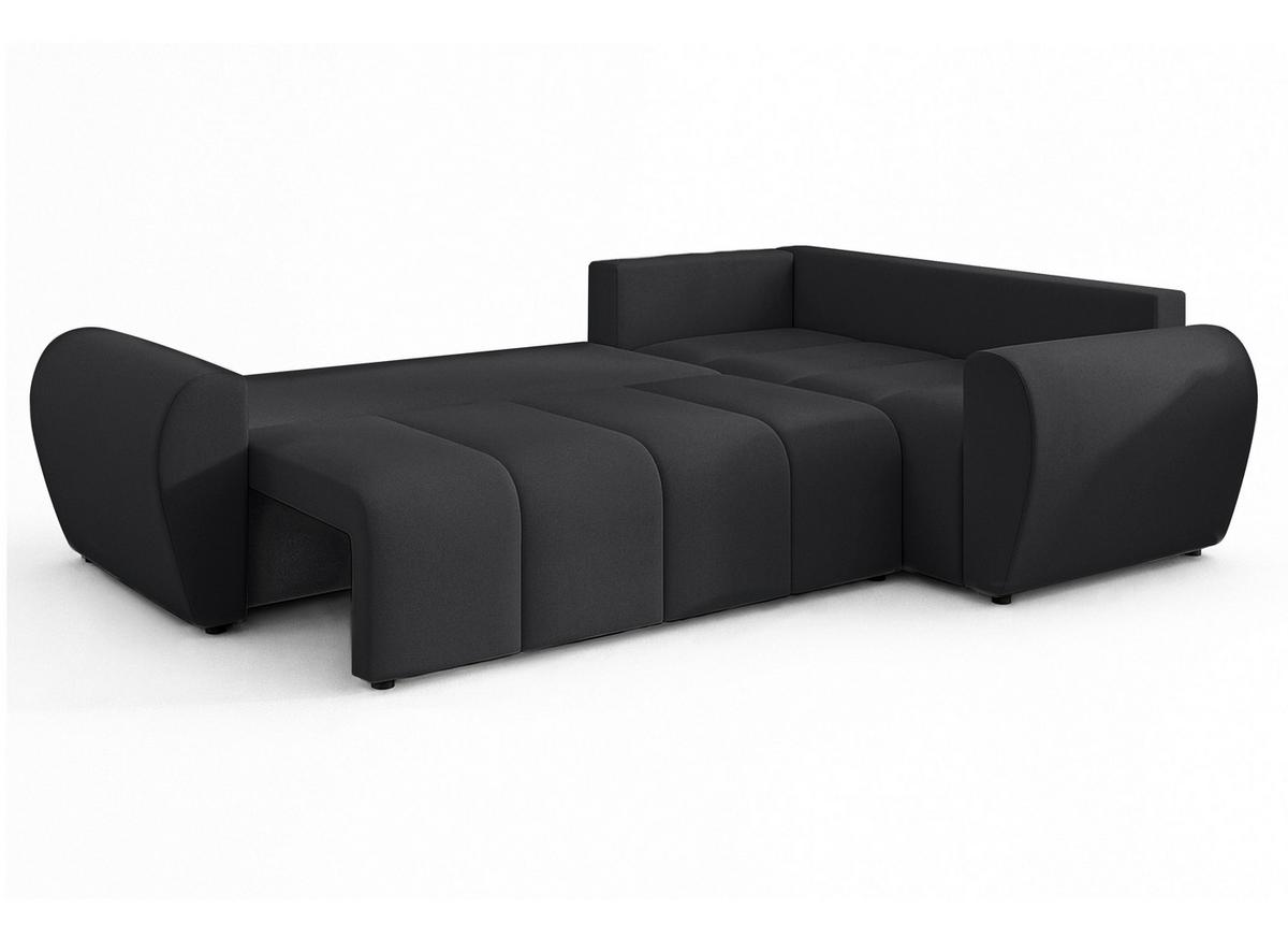 ECKSOFA L Form Malatya MAX Schwarz 246/145/80 cm stilvolle mit Schlaffunktion R - Schwarz, Kunststoff/Textil (235/175cm) - AX Living