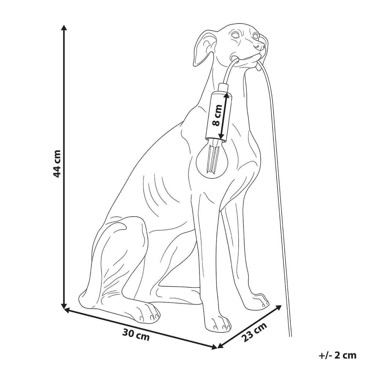 TISCHLAMPE Hund Weiß Sprint - Messingfarben/Weiß, Kunststoff (30/23/44cm) - Beliani