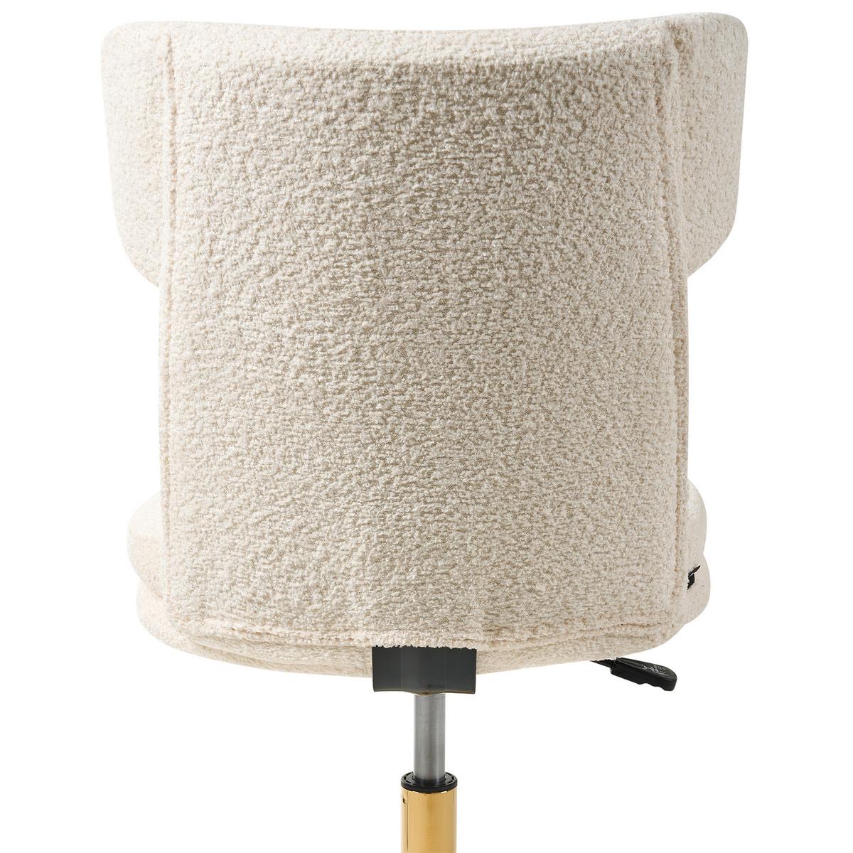 SCHREIBTISCHSTUHL Bouclé Cremeweiß Granby - Weiß, Textil (58/77/58cm) - Beliani